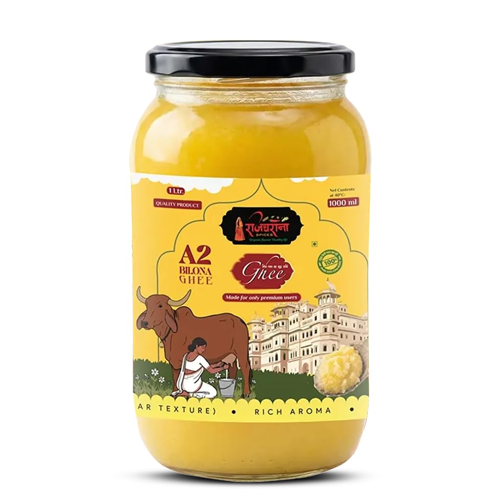 Rajgharana A2 Bilona Ghee, 1 L - Premium Quality, Rich Aroma & Granular Texture