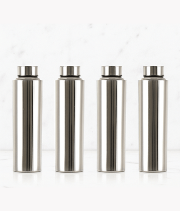 Visaxmi Steel Water Bottle Silver Steel Fridge Water Bottle 1000 mL ( Set of 4 )