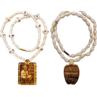 Abhimantrit-Bageshwardham Mala Hanuman Ji Tulsi Mala Beads Wood Necklace Abhimantrit-Bageshwardham Mala Hanuman Ji Tulsi Mala Beads Wood Necklace