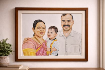 Customized Family Portrait Color Pencil Drawing Customized Family Portrait Color Pencil Drawing