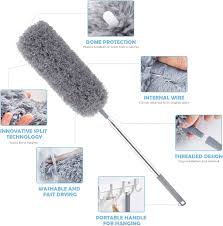 Microfiber Extendable Duster,with 30-100 Inches Stretch Extension Pole, Bendable&Washable Cobweb Duster,Perfect Reusable Feather Duster for Cleaning High Ceiling,Blinds,Fans,Furniture,Cars