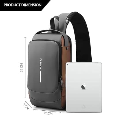 Slim Anti-Theft Crossbody Backpack for Men – Waterproof Sling Bag with USB Charging Port, Compact Travel Chest Bag