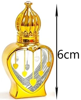Mii Art 10ml Golden Glass Perfume Bottle – Elegant Refillable Attar Container for DIY Fragrance, Essential Oils & Rose Water – Decorative Empty Bottle (Pack of 1)