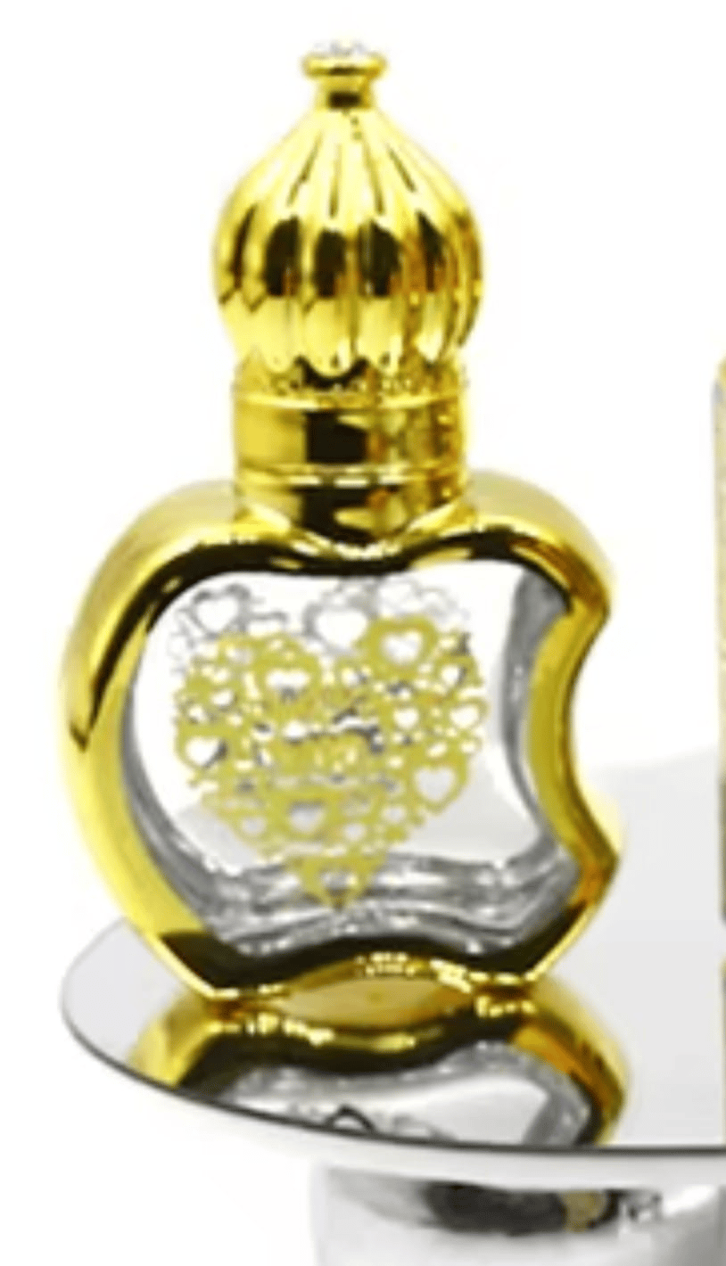 Elegant Golden Glass Attar Bottle by Mii Art - 10ml Decorative Refillable Perfume Vial (Pack of 1)