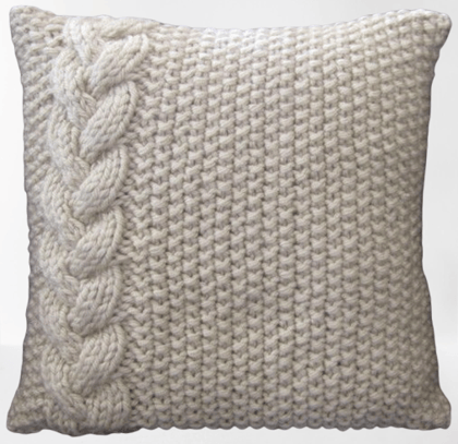 Chunky Knit Cushion Cover 16x16 Inch, Side Braided Cable Decorative Throw