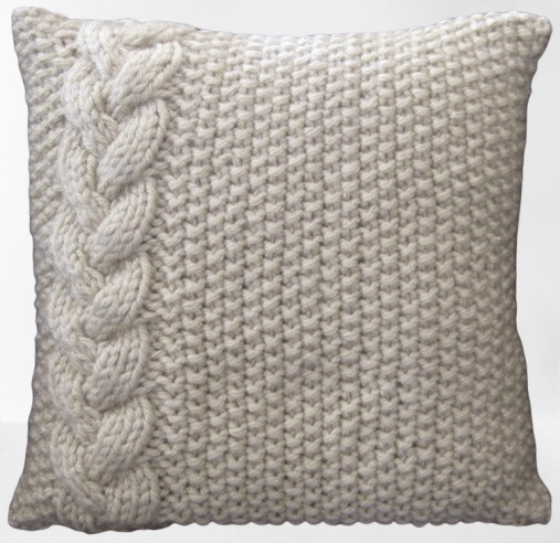Chunky Knit Cushion Cover 16x16 Inch, Side Braided Cable Decorative Throw