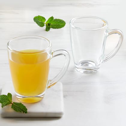 Borosil 195ml Serene Tea/Coffee Mug Set | Borosilicate Tuff Glass Made in India Cup Set for Chai, Green Tea, Coffee, Milk | Microwave Safe, Scratch Resistance, Lightweight | Transparent (2pc Set)
