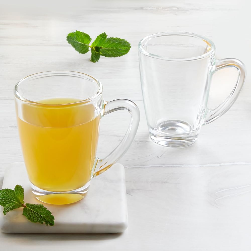 Borosil 195ml Serene Tea/Coffee Mug Set | Borosilicate Tuff Glass Made in India Cup Set for Chai, Green Tea, Coffee, Milk | Microwave Safe, Scratch Resistance, Lightweight | Transparent (2pc Set)