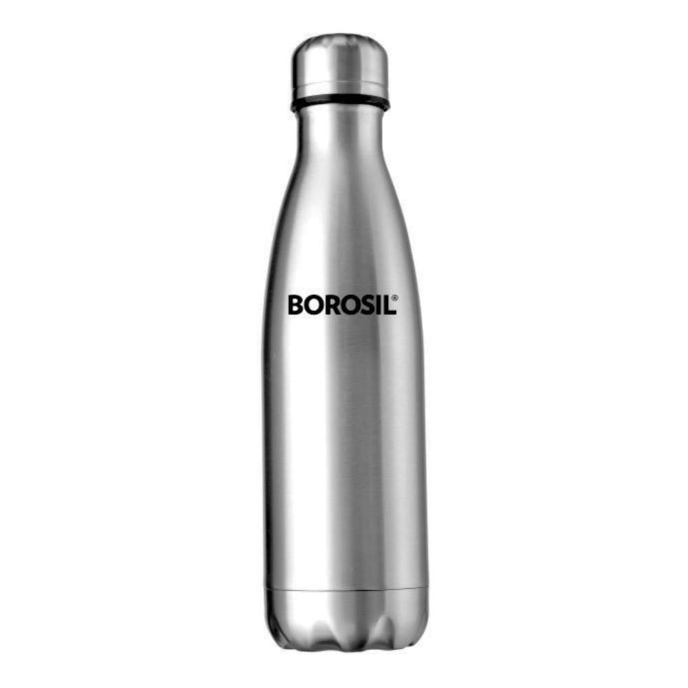 Borosil 1000 ml Hydra Bolt Stainless Steel Water Bottle | Double Wall Vacuum Insulated Flask | 24 Hours Hot and Cold | Bottle for Office, Gym, School | 1 Year Warranty | Silver