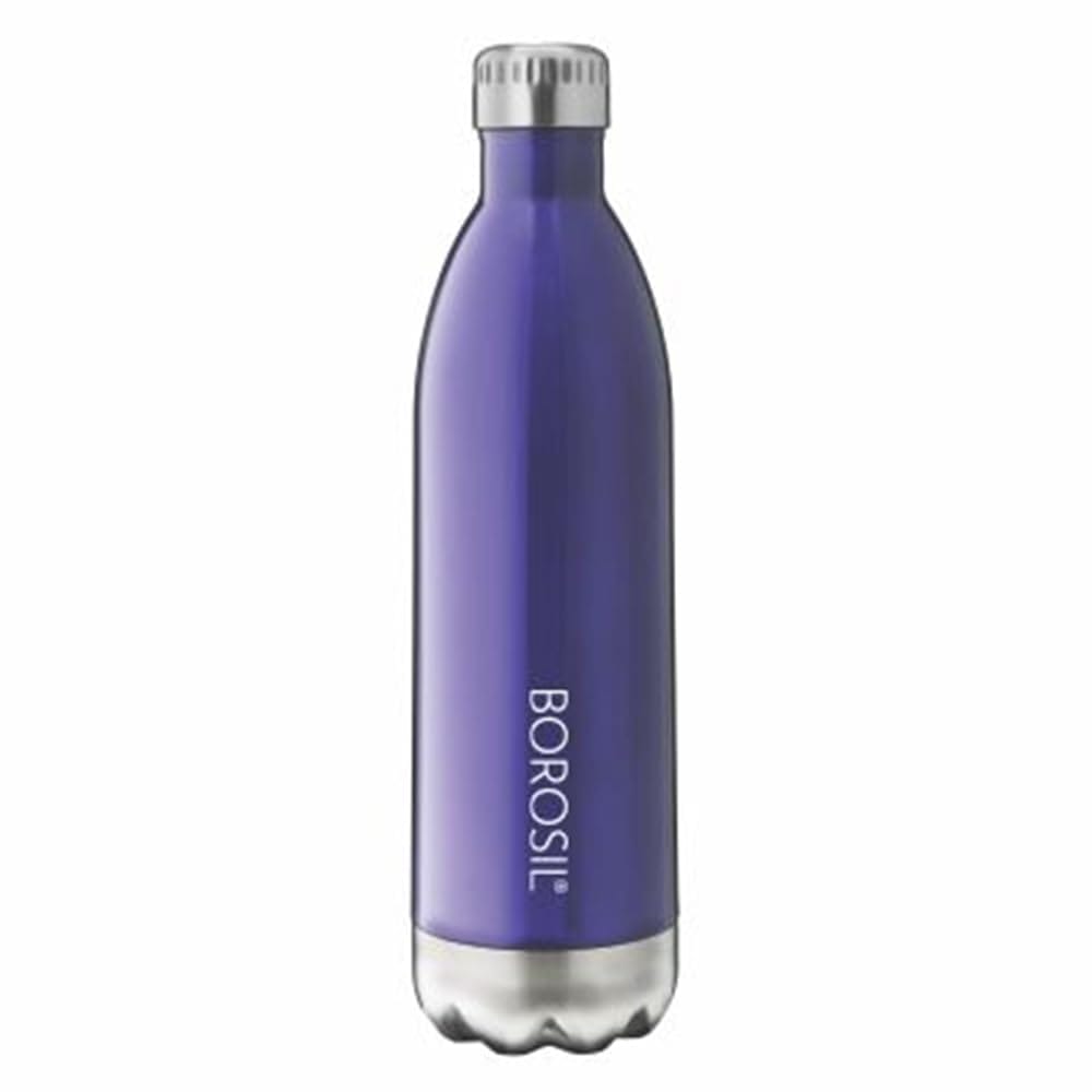 Borosil Hydra Bolt Trans Blue 1000 ml Stainless Steel Water Bottle | Double Wall Vacuum Insulated Flask | 24 Hours Hot and Cold | Bottle for Office, Gym, School