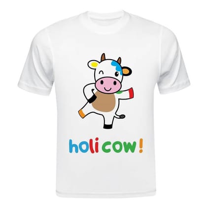 TERA MERA GIFT, Holi Printed T-Shirt, Happy Holi Festival T-Shirt, White Polyester, Reguler Fit, Round Neck, Short Sleeve, Unisex H103