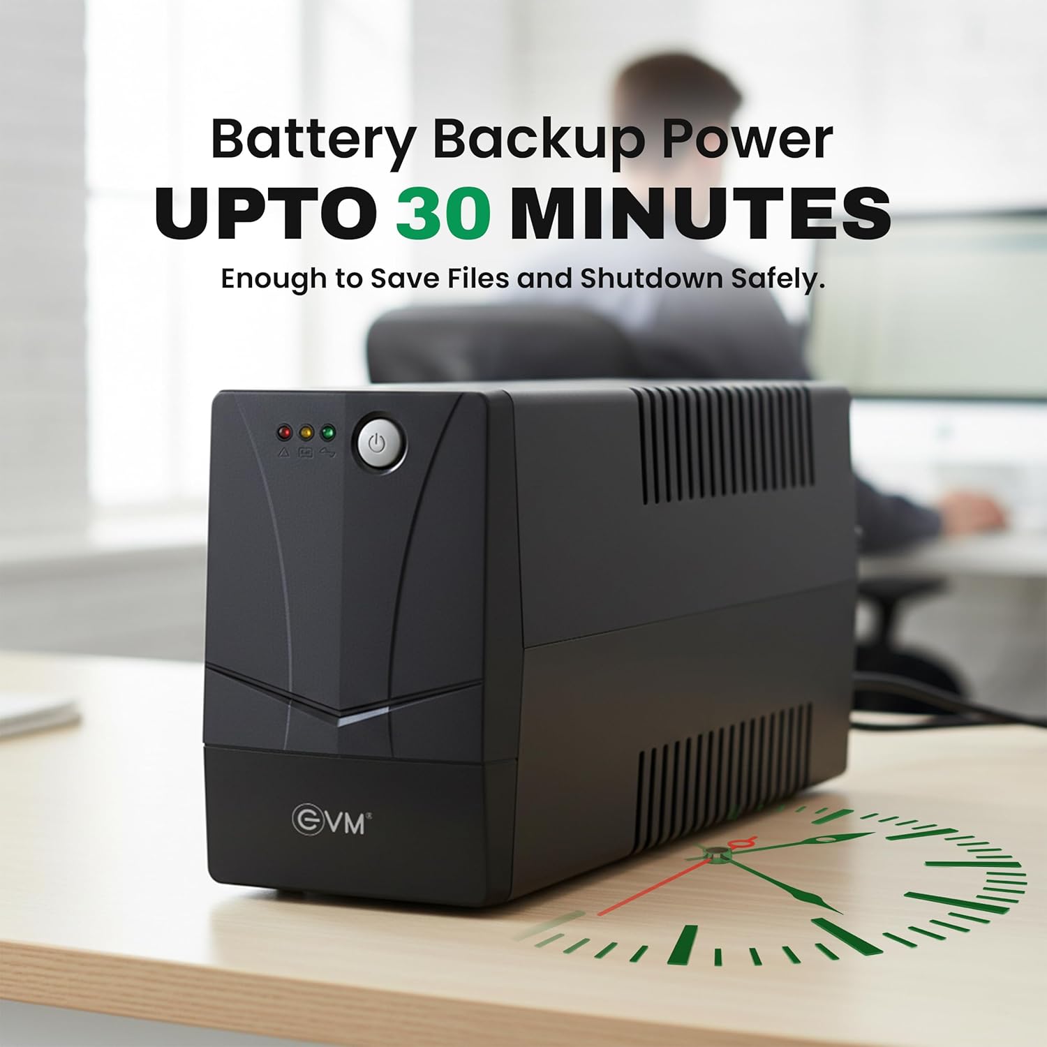 EVM Line Interactive UPS EPS720 – 600VA/360W Backup Power for CCTV, WiFi Routers, NVR/DVR, and PCs - 2 Years Warranty (EVM-EPS720)