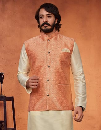 Peach Nehru Jacket: Celebrate in Style-S