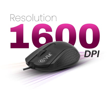 EVM M081 Wired Office Mouse,1000 DPI Optical Sensor,USB Plug & Play,1.3m Cable, Anti-Grip Ergonomic Design,Black - 1 Year Warranty (M081)