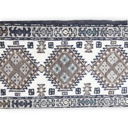  ELURU-Traditional Diamond Pattern Door Mat | Grey & Brown Ethnic Indoor Rug with Tassels | Soft Decorative Carpet for Home Entrance