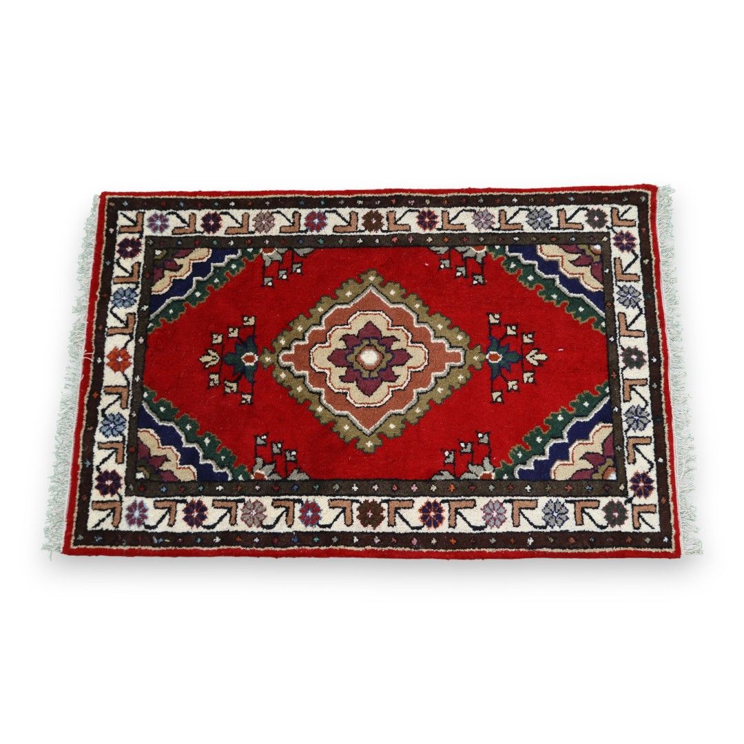  ELURURoyal Red Floral Medallion Door Mat | Traditional Designer Indoor Rug | Soft Decorative Carpet for Home Entrance & Living Room