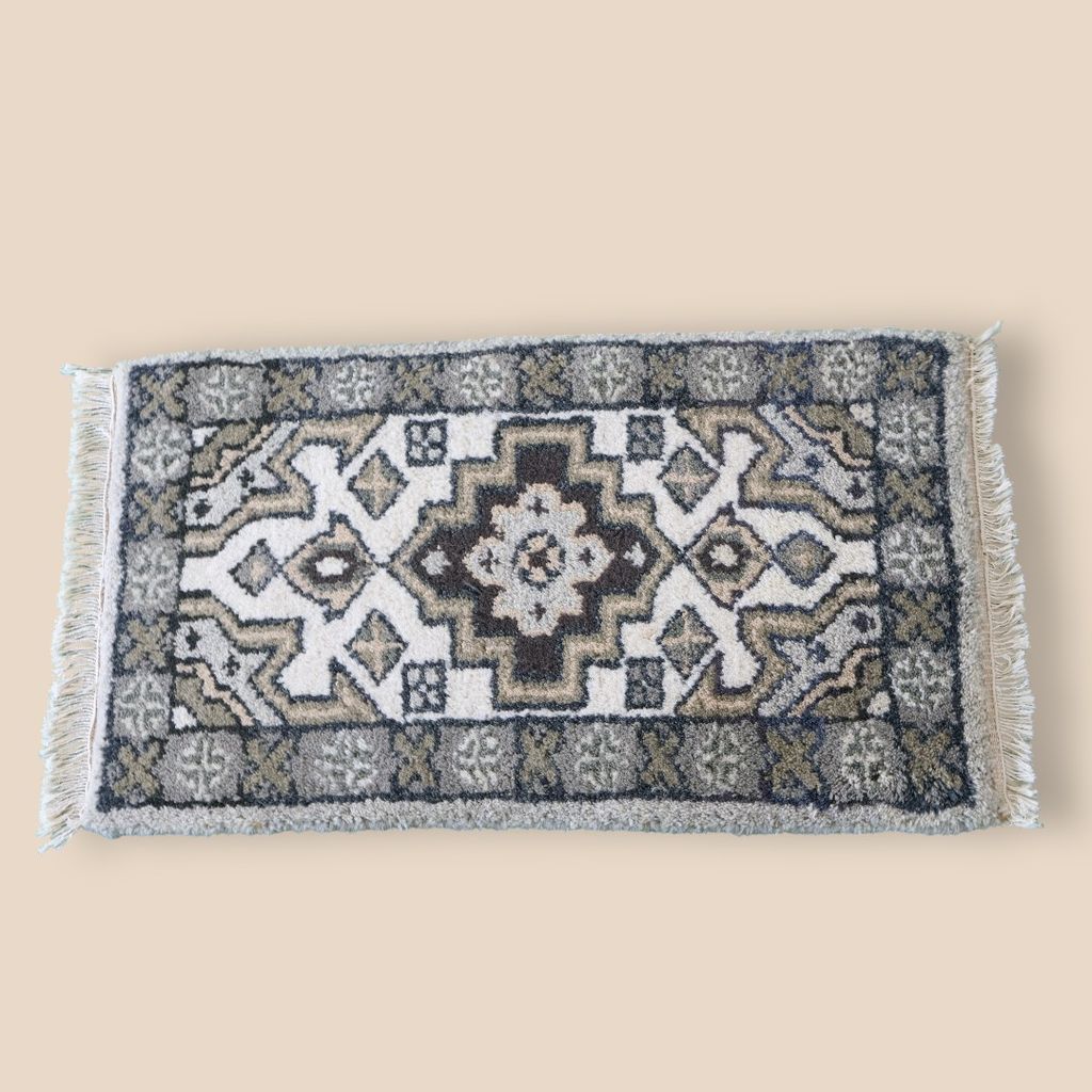 ELURU-Elegant Beige & Brown Geometric Door Mat | Traditional Indoor Designer Rug | Soft Decorative Carpet for Entrance & Living Room