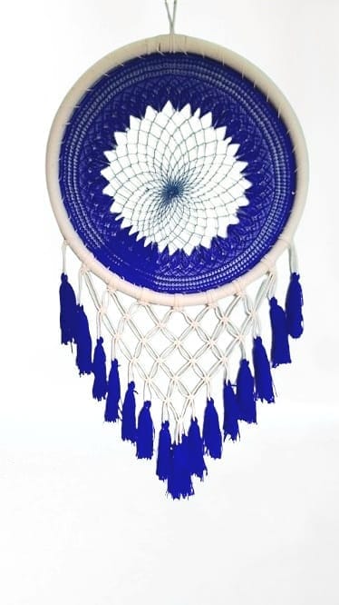 Luxury Handmade Blue & White Mandala Dream Catcher Wall Hanging Home Decor