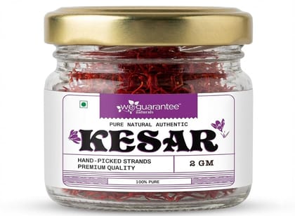 Weguarantee Naturals Pure Kesar (Saffron) 2g | Hand-Picked Premium Strands | 100% Natural & Authentic | Rich Aroma & Deep Color