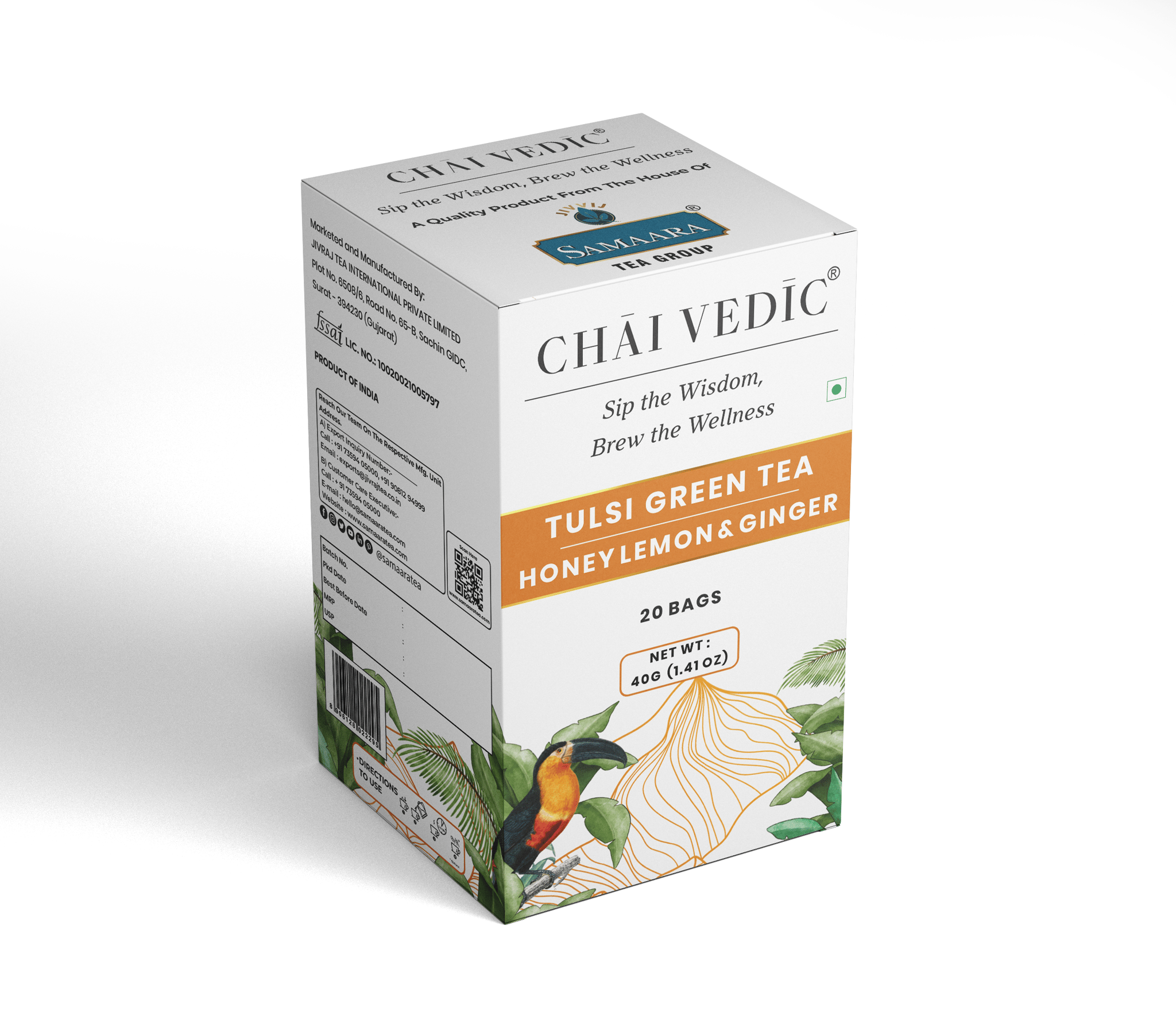 Chai Vedic Tea | Tulsi Green Tea | Honey Lemon Ginger | Tulsi Tea | Green Tea | 20 Tea Bags | Tea Powder