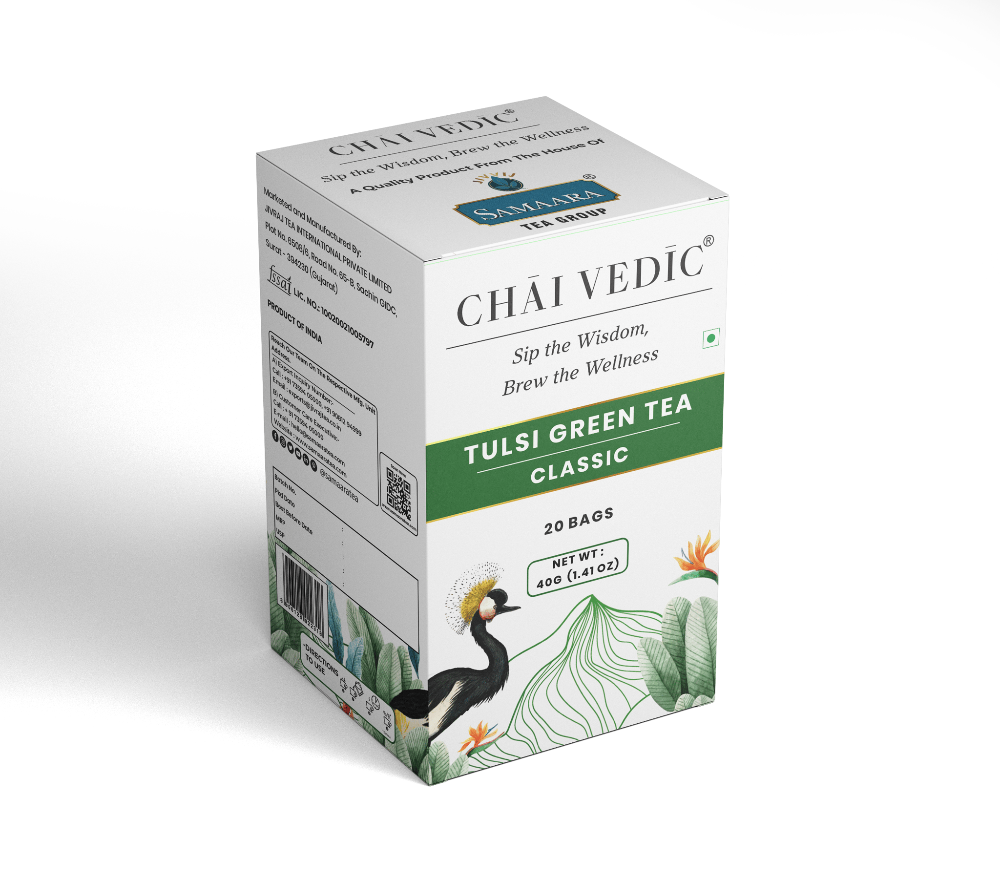 Chai Vedic Tea | Tulsi Green Tea Classic | Tulsi Tea | Green Tea | 20 Tea Bags | Tea Powder