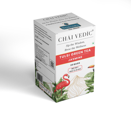 Chai Vedic Tea | Tulsi Green Tea Jasmine | Tulsi Tea | Green Tea | 20 Tea Bags | Tea Powder