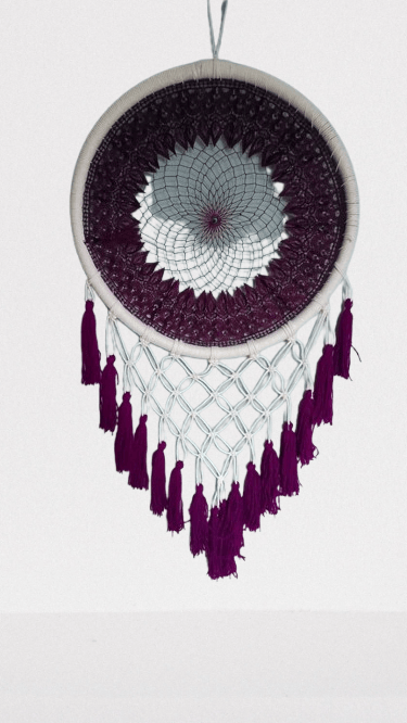 Handmade Purple & White Dream Catcher Wall Hanging