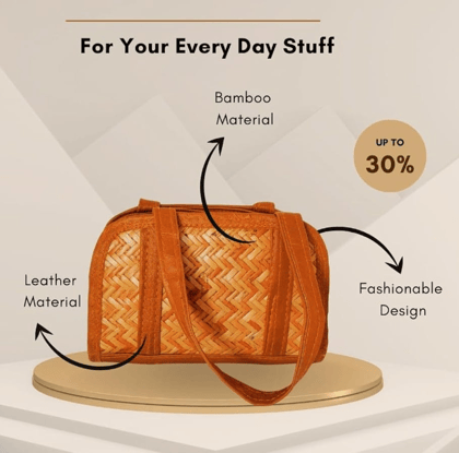 Mii Art han bag bamboo (LOCK) Bamboo Bags for Women - Handmade Wicker Woven Purse Handbag pack of 1 pcs.