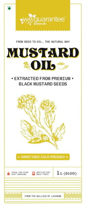 Weguarantee Naturals Mustard Oil -1 Litre Glass Bottle | Pure & Unrefined Cold-Pressed Kachi Ghani | 1 Litre Glass Bottle | Rich Aroma & Authentic Flavor from A1 Grade Black Mustard Seeds | Ideal for Cooking & Massage.