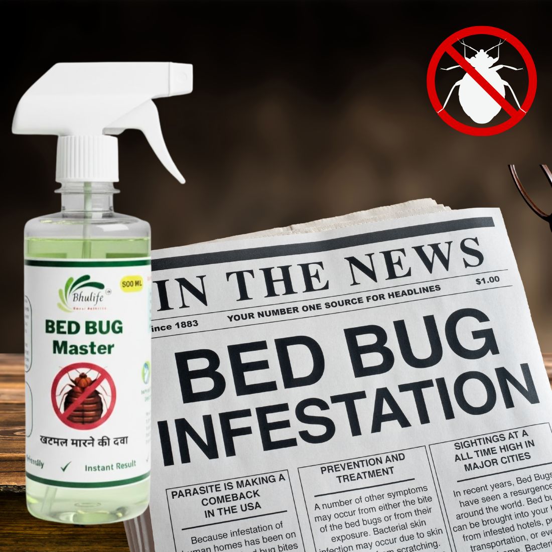 Natural Bug, Flea, Tick Repellent Spray 500MLx1 | Effective Bedbug Killer Spray For Home (Pack Of 1)