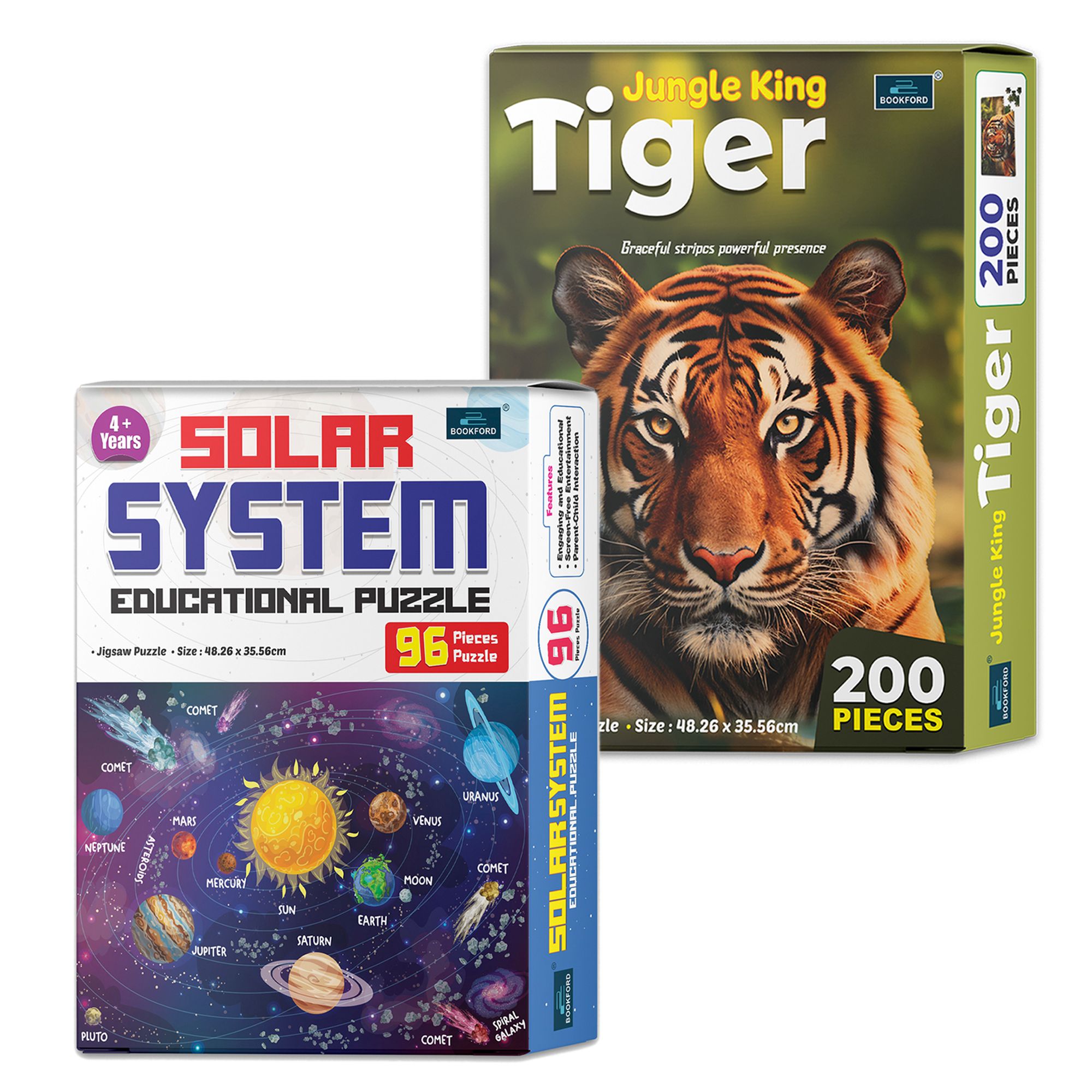 Solar System & Jungle King Tiger – Blast off into space and dive into the wild jungle in this thrilling puzzle pair packed with learning and adventure | Set of 2
