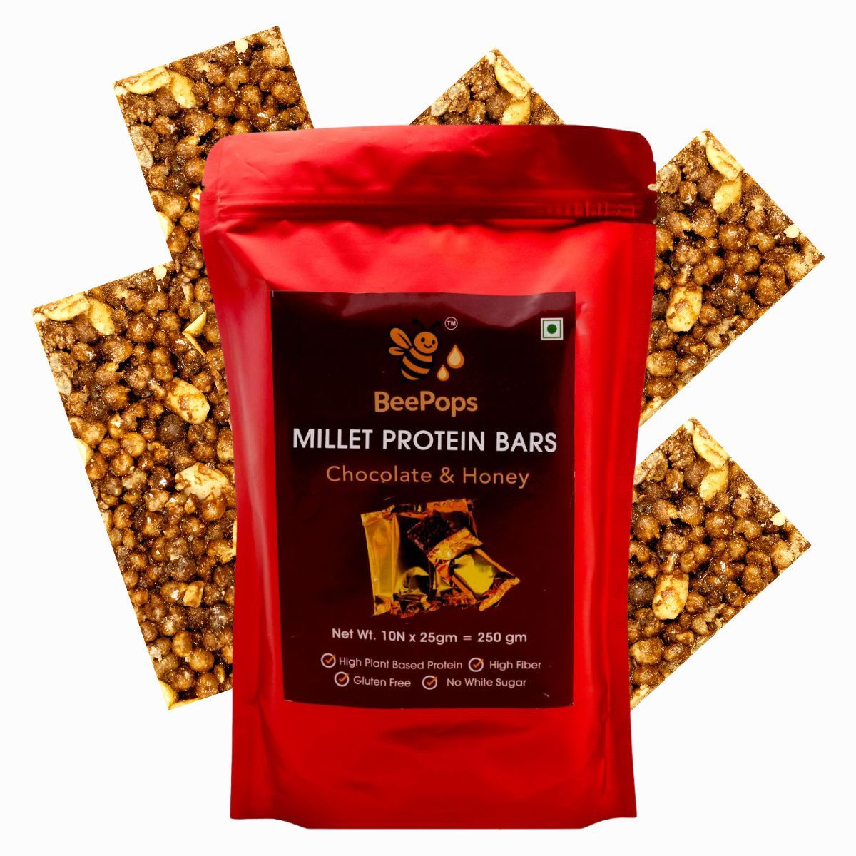 BeePops Protein  Bars-Chocolate & Honey  (10NX25G)