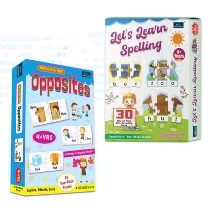 Match & Pair Opposite Words & Let’s Learn Spelling – Combine early vocabulary, opposites, and spelling fun to build strong foundation skills | Set of 2