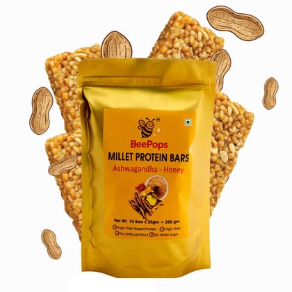 BeePops Protein Bars Ashwagandha- Honey (10NX25G) BeePops Protein Bars Ashwagandha- Honey (10NX25G)