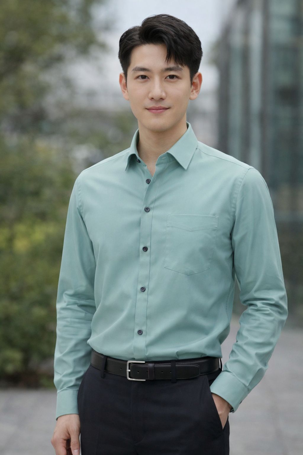 Men's Solid Light Green Full Sleeve Formal Shirt