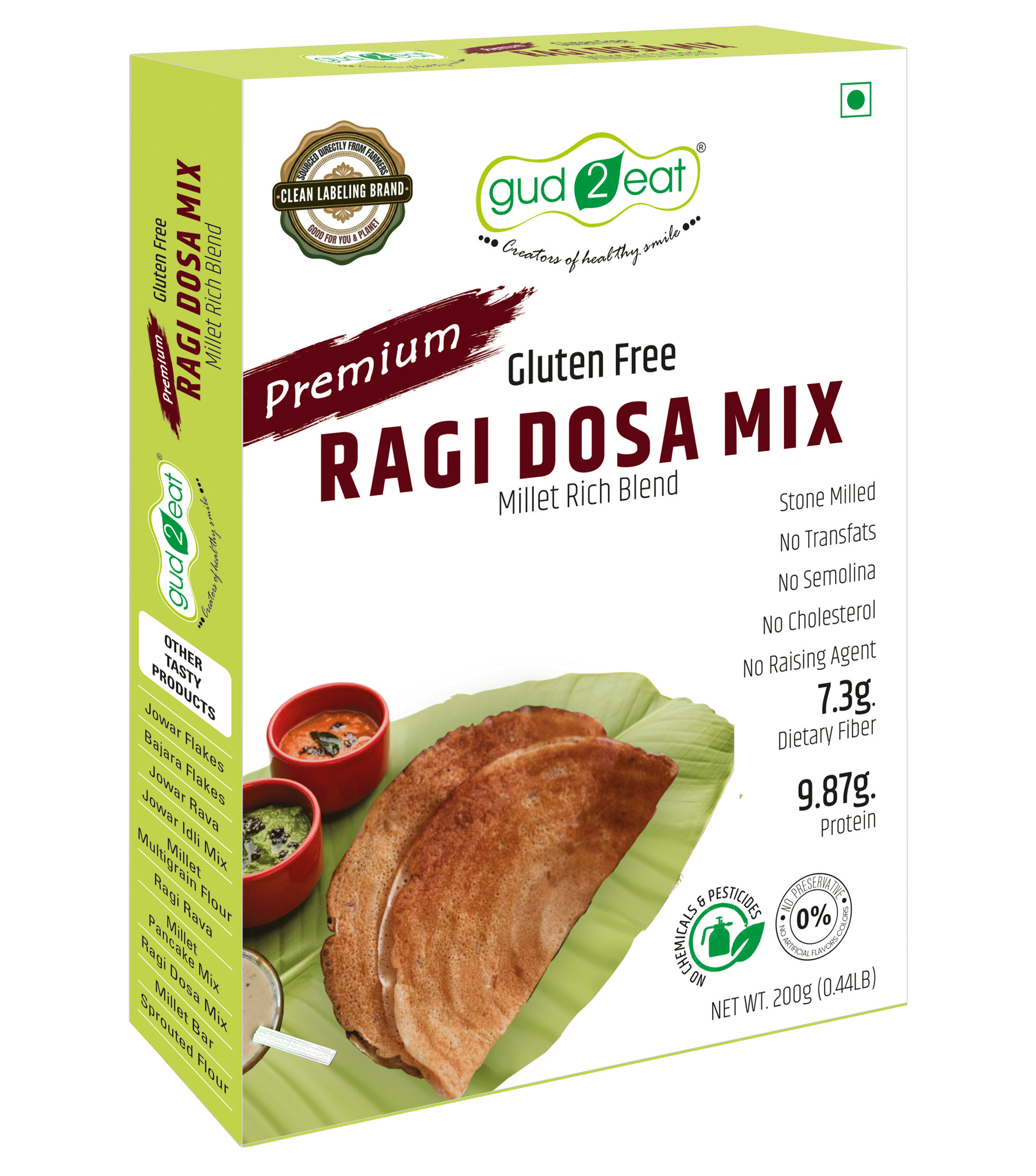 Gud2eat Ragi Dosa Mix | Gluten free | Good for weight loss | tasty and delicious | 200g