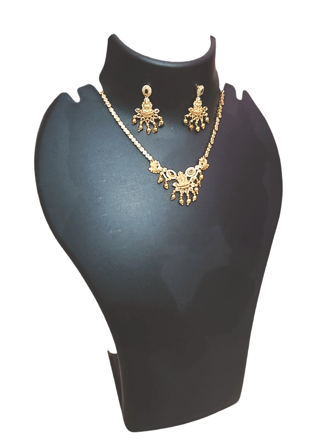 Traditional Gold-Plated Pendant Necklace Set with Chandbali Earrings