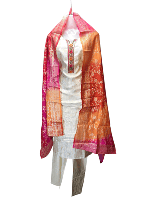 Zari Radiance Banarasi Silk Salwar Suite with Ombré Dupatta