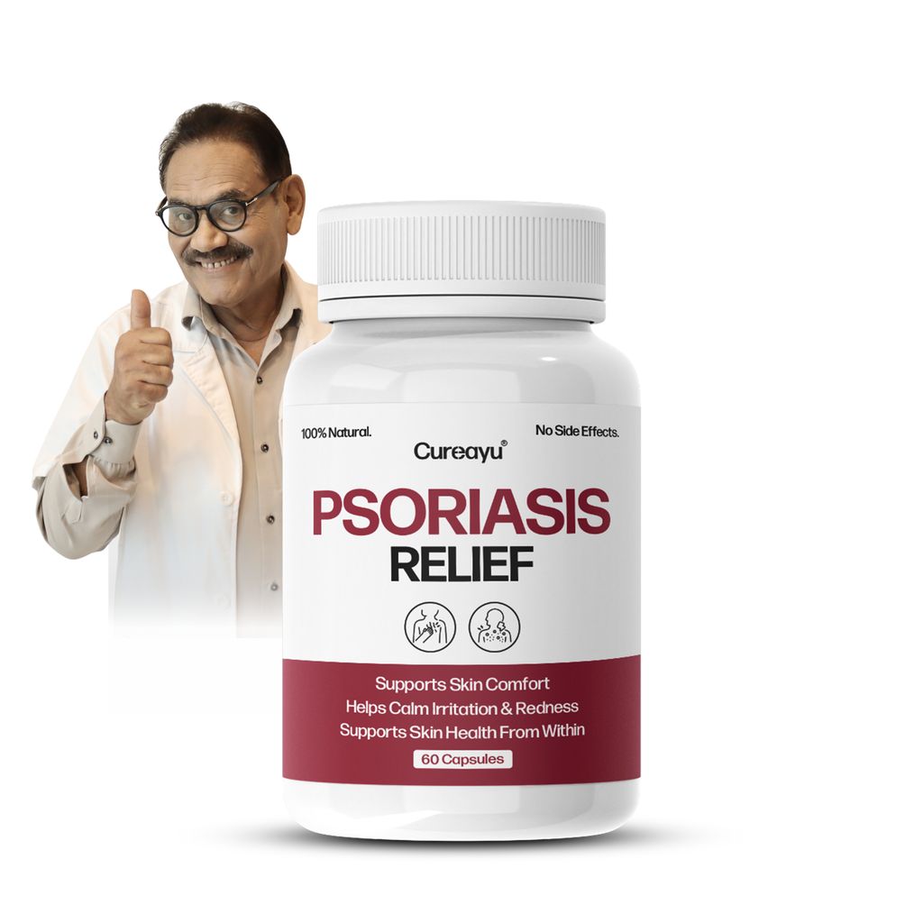 Cureayu Psoriasis Relief Capsules | Ayurvedic Medicine for Skin Health Management | For Skin Comfort, Calmness & Healthy Skin Balance
