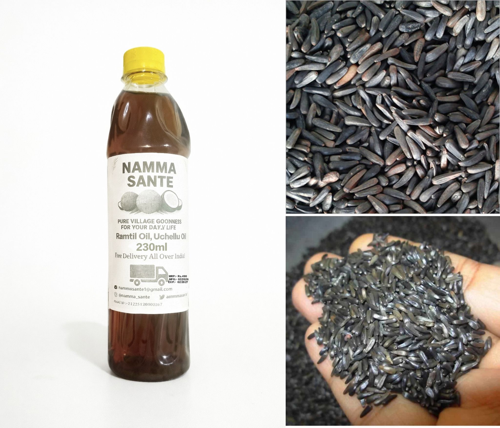 Ramtil Oil, Uchellu Oil, Niger Seed Oil, Ramtil Tel, Kalatil Oil 230ml