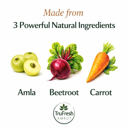 Trufresh Amrut Solar Dried ABC Powder 100g | Amla Beetroot Carrot Juice Powder | Vitamin C, Iron Rich Detox Drink for Immunity, Energy & Skin Glow | No Sugar, No Preservatives