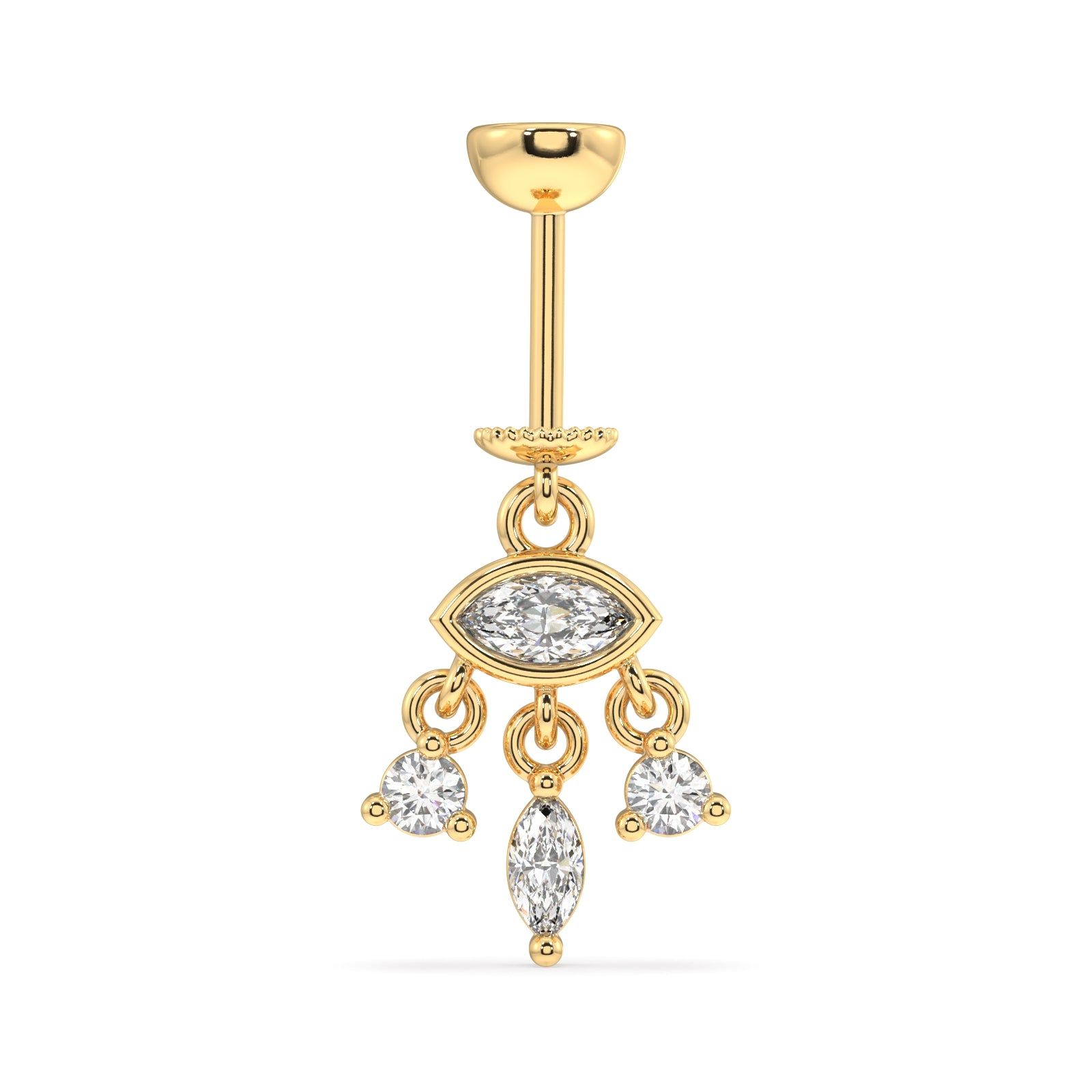 Zircon shedding eye - screw Helix Hanging - 14k gold plated