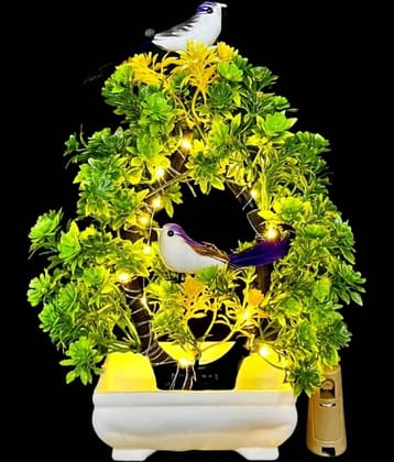 Modo® Artificial Tree with Light & Sparrow - 'Living Room' Dining Table Decor |Home,Office Party Decor |Speacial Ocassion Indoor Decor | Festival Theme Decorative Gift for Couple & DIWALI