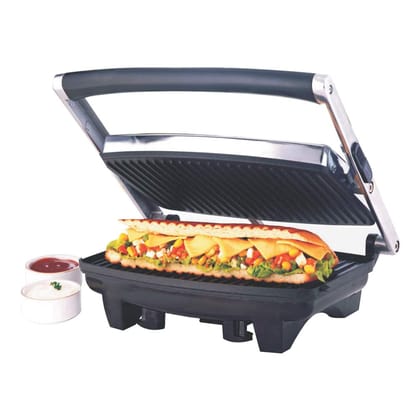 Borosil Jumbo Grill Sandwich Maker | Electric Toaster Maker | Non-Stick Coating Plates Opens to 180°, BPA & PTFE Free | Power Indicators | 2 Year Warranty (1000W)