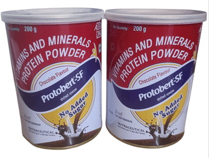 Protobert-SF Protein Powder Chocolate Flavour | No Added Sugar | Vitamins & Minerals Supplement 200g(pack of 2)