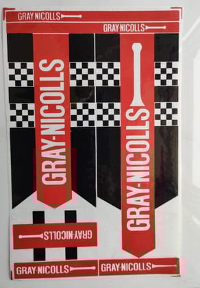 Self Adhesive, Vinyl Plastic, Cricket Bat Sticker -  GRAY NICOLUS