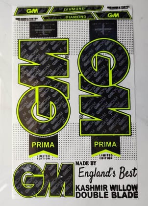 Self Adhesive, Vinyl Plastic, Cricket Bat Sticker -  GM