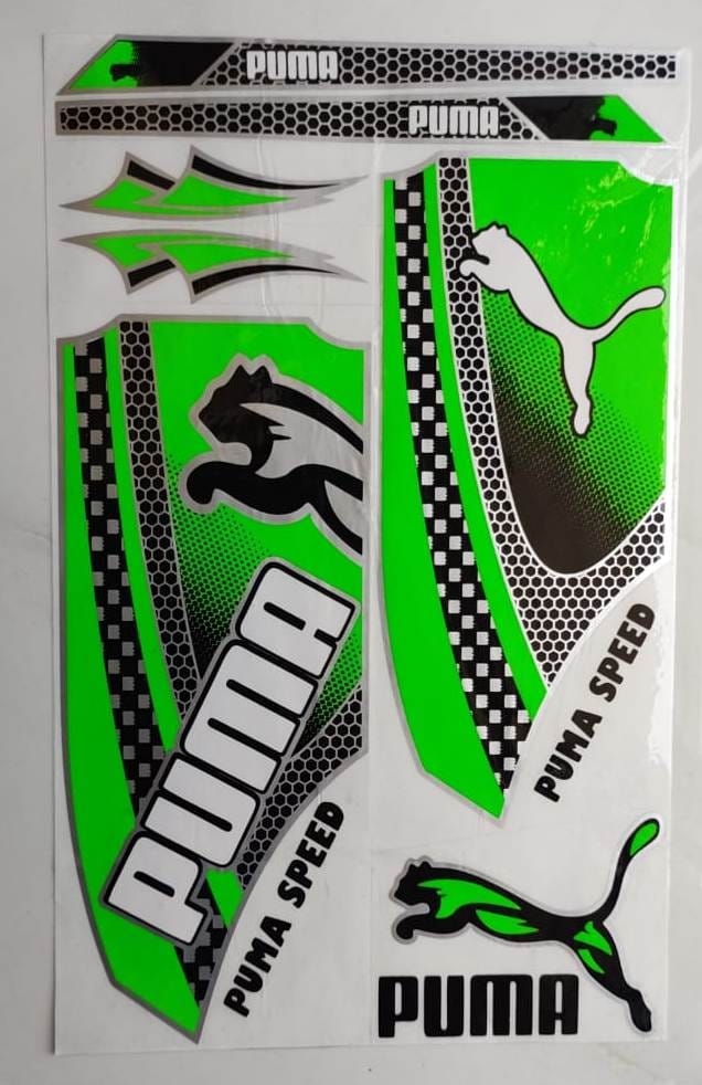 Self Adhesive, Vinyl Plastic, Cricket Bat Sticker -  PUMA GREEN