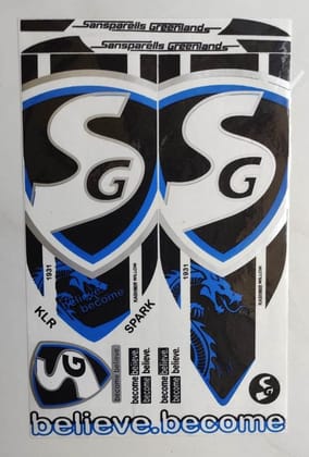 Self Adhesive, Vinyl Plastic, Cricket Bat Sticker -  SG BLUE