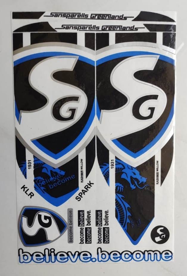 Self Adhesive, Vinyl Plastic, Cricket Bat Sticker -  SG BLUE